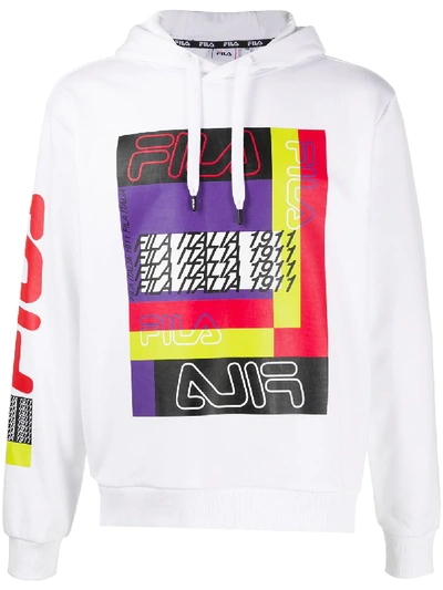 Fila Colour Blocked Hoodie In White