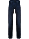 7 For All Mankind Mens Slimmy Tapered Luxe Performance Eco Jeans In Dark Stonewash In Washed Black