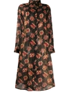 Mes Demoiselles Metallic Floral Print Dress In Black