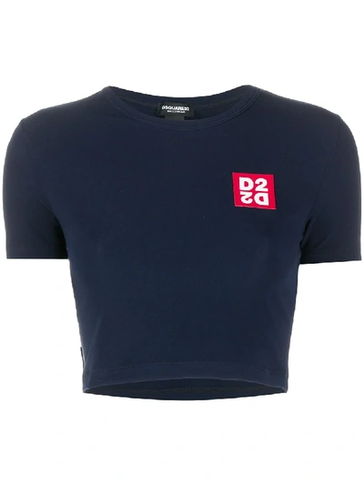 Dsquared2 Logo Print Cropped T-shirt In Blue