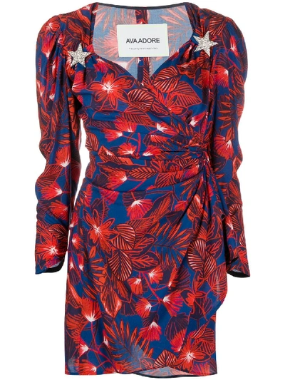 Ava Adore Floral Print Wrap Dress In Red