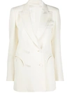 Blazé Milano Double-breasted Silk Blazer In Neutrals