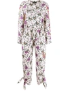 Isabel Marant Floral Print Long-sleeve Jumpsuit In Neutrals