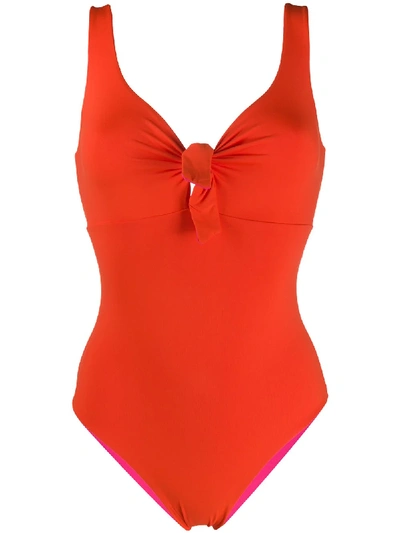 Fisico Knot-detail Swimsuit In Orange