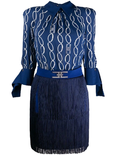 blue chain print dress Duck Egg Blue Chain Print Shirt Midaxi Dress main image 1