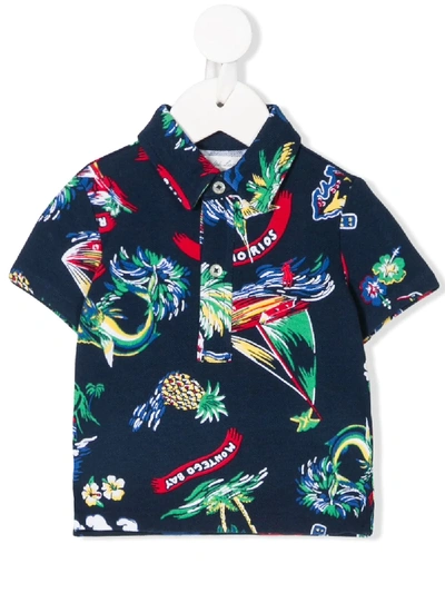 Ralph Lauren Babies' Tropical Print Polo Shirt In Blue