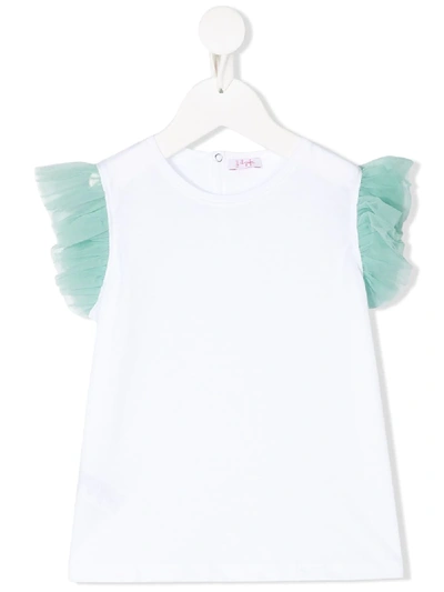 Il Gufo Kids' Tulle Sleeve T-shirt In White