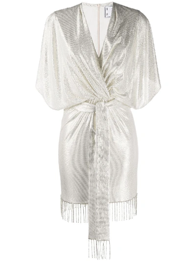 In The Mood For Love Lamé Crystal-fringed Mini Dress In Silver