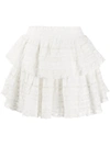 LOVESHACKFANCY LACE-TRIMMED MINI RUFFLE SKIRT