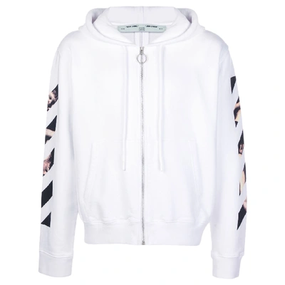 Pre-owned Off-white  Caravaggio Arrows Zip Up Hoodie White