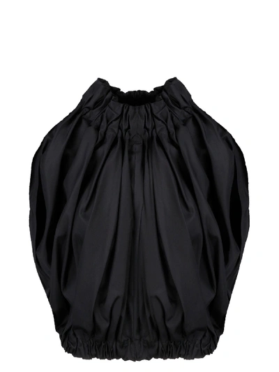 Comme Des Garçons Ruched Detail Blouse In Black