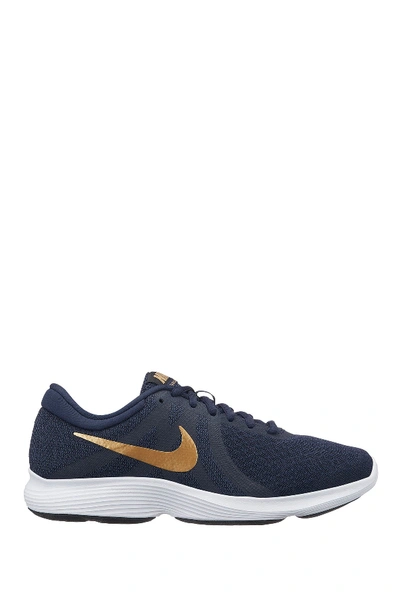Nike Revolution 4 Running Sneaker In 406 Obsidn/m Gold