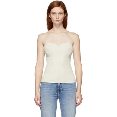 Khaite Jericho Strapless Ribbed-knit Top In Ivory