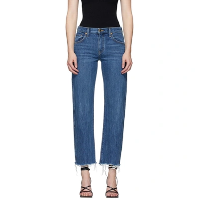 Khaite Kerrie Frayed Mid-rise Straight-leg Jeans In Fargo