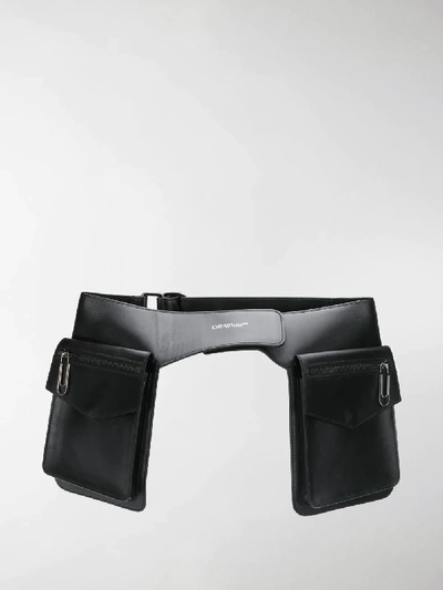 Off-white Double-pocket Leather Belt Bag In Black