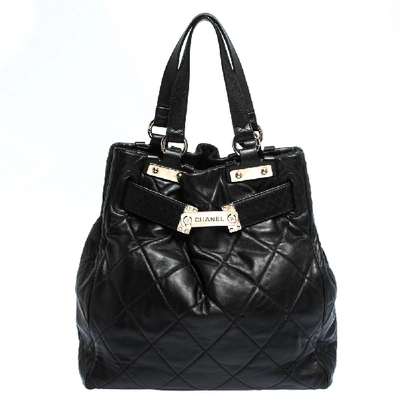 Pre-owned Chanel Black Quilted Leather Paris-londres Door Latch Tote