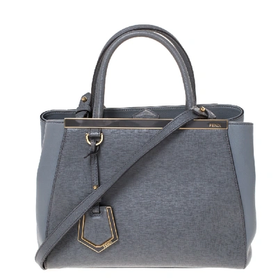 Pre-owned Fendi Grey Two Tone Leather Mini 2jours Tote