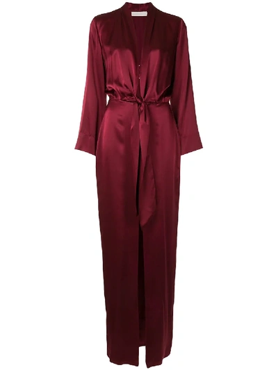Michelle Mason Kimono Style Silk Gown In Red