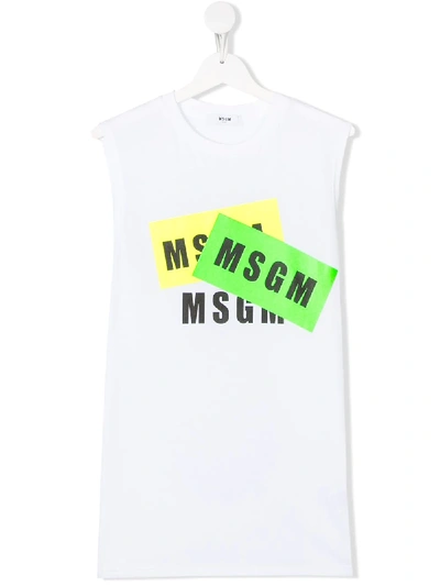 Msgm Teen Logo-print Waistcoat Top In White
