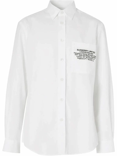 Burberry Oversized Rubber Logo Light Cotton Shirt In White