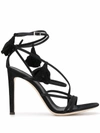 GIUSEPPE ZANOTTI GIUSEPPE ZANOTTI DESIGN WOMEN'S BLACK LEATHER SANDALS,E000129002 35.5