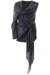 Sies Marjan Nezha Asymmetric Crinkled-satin Top In Blue