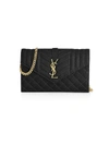 Saint Laurent Envelope Monogram Matelassé Leather Wallet-on-chain In Nero