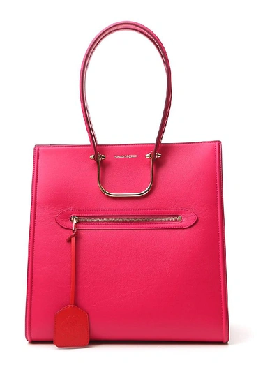 Alexander Mcqueen The Tall Story Pink Leather Tote In Orchid Pink