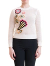 RED VALENTINO FLORAL EMBROIDERED SWEATER IN WHITE