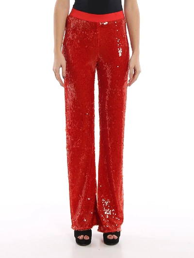 Patrizia Pepe Tulle Sequins Pants In Red