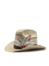 SAINT LAURENT STRAW COWBOY HAT WITH FEATHERS,610678 3YE49 9564
