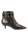 RED VALENTINO LEATHER ANKLE BOOTS WITH ZIP IN BLACK