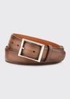 Berluti Men's Classic Burnished Leather Belt