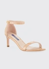 Stuart Weitzman Nunaked Straight Patent Leather Sandals In Adobe