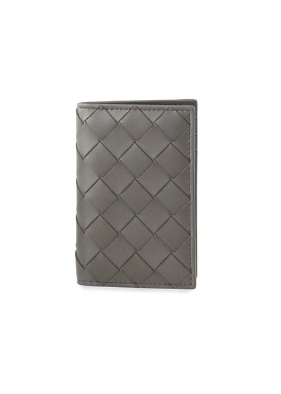 Bottega Veneta Men's Portacard Woven Leather Card Case In Black