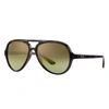 Ray Ban Cats 5000 Classic Sunglasses Tortoise Frame Green Lenses 59-13 In Tortoise