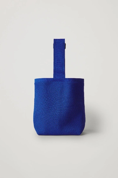 Cos Knitted Basket Bag In Blue