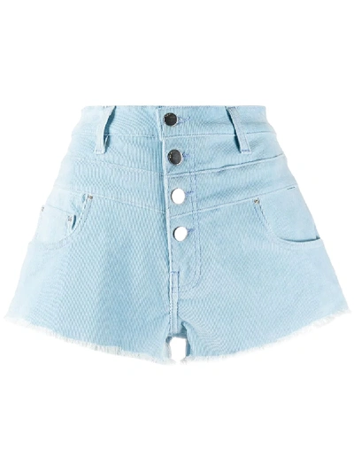 Amiri High-waisted Denim Shorts In Cyan