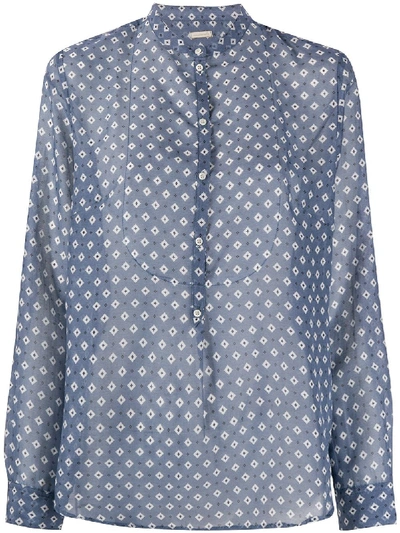 Massimo Alba Violet Floral Print Blouse In Blue