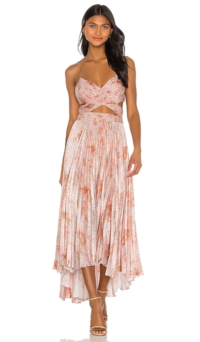 Amur Lumi Waist-cutout Pleated Dress In Blush