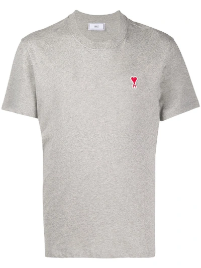 Ami Alexandre Mattiussi Ami De Coeur Patch T-shirt In Heather Grey