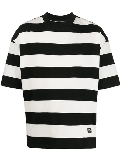 Ami Alexandre Mattiussi Oversized Striped Cotton-jersey T-shirt In Black