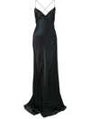 Michelle Mason Crystal-embellished Silk-charmeuse Halterneck Gown In Black