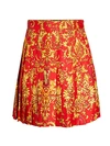 VERSACE BAROQUE-PRINT PLEATED SILK SKIRT,0400012514623