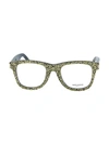 SAINT LAURENT 50MM GOLD FOIL SQUARE NOVELTY OPTICAL GLASSES,0400012677811