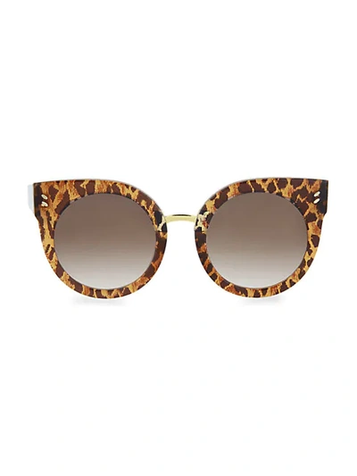 Stella Mccartney 51mm Leopard-print Cat Eye Glasses In Leopard Brown