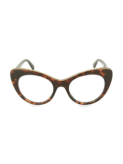 Stella Mccartney 49mm Cat Eye Optical Glasses In Avana Brown
