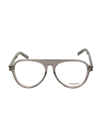 Saint Laurent 55mm Navigator Optical Glasses In Clear Grey