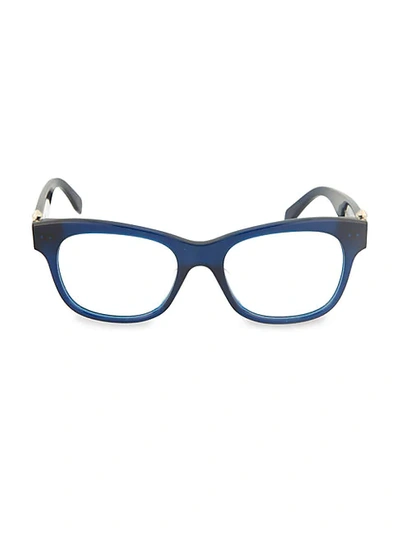 Alexander Mcqueen 51mm Square Optical Glasses In Opal Blue