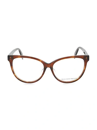 Alexander Mcqueen 55mm Cat Eye Optical Glasses In Brown